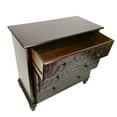 thumbnail image 4 of 32 Inch Classic Wood Dresser Chest, 3 Drawers, Floral Carving, Brass, Brown- Saltoro Sherpi- Saltoro Sherpi, 4 of 5