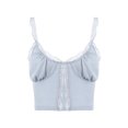 thumbnail image 2 of VISgogo - Camiseta sin mangas para mujer con decoración de dobladillo de flores de encaje, ropa de verano con cuello en V profundo y parte delantera abierta VISgogo moda, 2 of 9