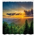 thumbnail image 3 of Appalachian Shower Curtain, Sunset Panorama over Fascinating Mountain Ridges and Trees Amazing Nature, Fabric Bathroom Set with Hooks, 69W X 70L Inches, Multicolor, by Ambesonne, 3 of 3