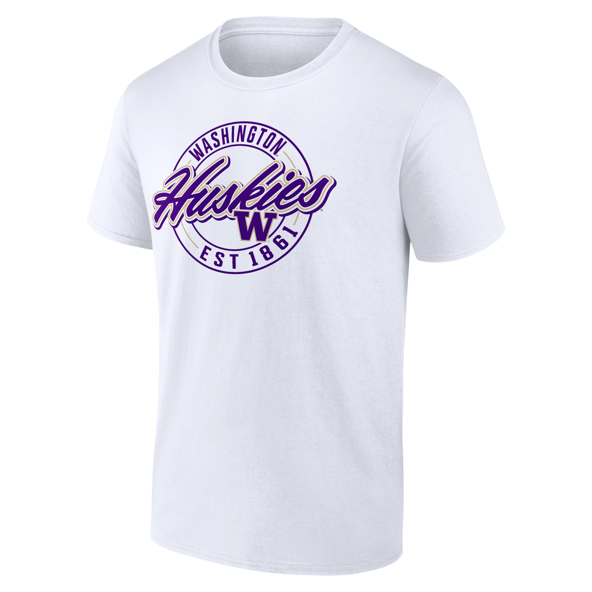 NCAA Washington Huskies Men's Cotton White Short Sleeve T-Shirt