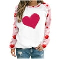 thumbnail image 1 of VALMASS Chandails en Molleton à Col Rond pour Femmes, Manches Raglan, Mode Décontractée, Imprimé Cœur, Blouses (TG, H Rose), 1 of 4