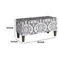 thumbnail image 3 of Benzara Leatherette Upholstered Wooden Bench with Button Tufted Lift Top Storage, Brown-Color:Blue and Gray,Material:Patterned Fabric, 3 of 5