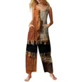thumbnail image 2 of Stralyhd All Hallows Eve Casual Rompers Halloween Holiday Square Neck Jumpsuit Party Jumpsuits with Pockets Spooky Horror Print Long Pants Light Brown L, 2 of 6