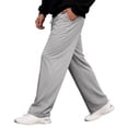 thumbnail image 4 of Men's Athletic Sweatpants Drawstring Elastic Waist Wide Leg Baggy Sports Pants Gray 3XL, 4 of 7