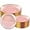 Clear Pink Gold, variant on 100Pcs Clear Pink Gold Plastic Plates, Pink Disposable Plates With Gold Rim, Hammered Plastic Plates Include 50 Clear Dessert Platos, 50 Dinner Platos for Party