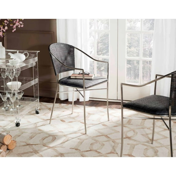 SAFAVIEH Melita Contemporary Rattan Armchair, Black, Set of 2