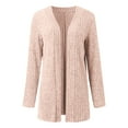 thumbnail image 6 of Fiaer Plus Size Cardigans Sweaters for Women Long Sleeve Solid Color Fashion Loose Fit Cozy Open Front Tops Pink S, 6 of 7