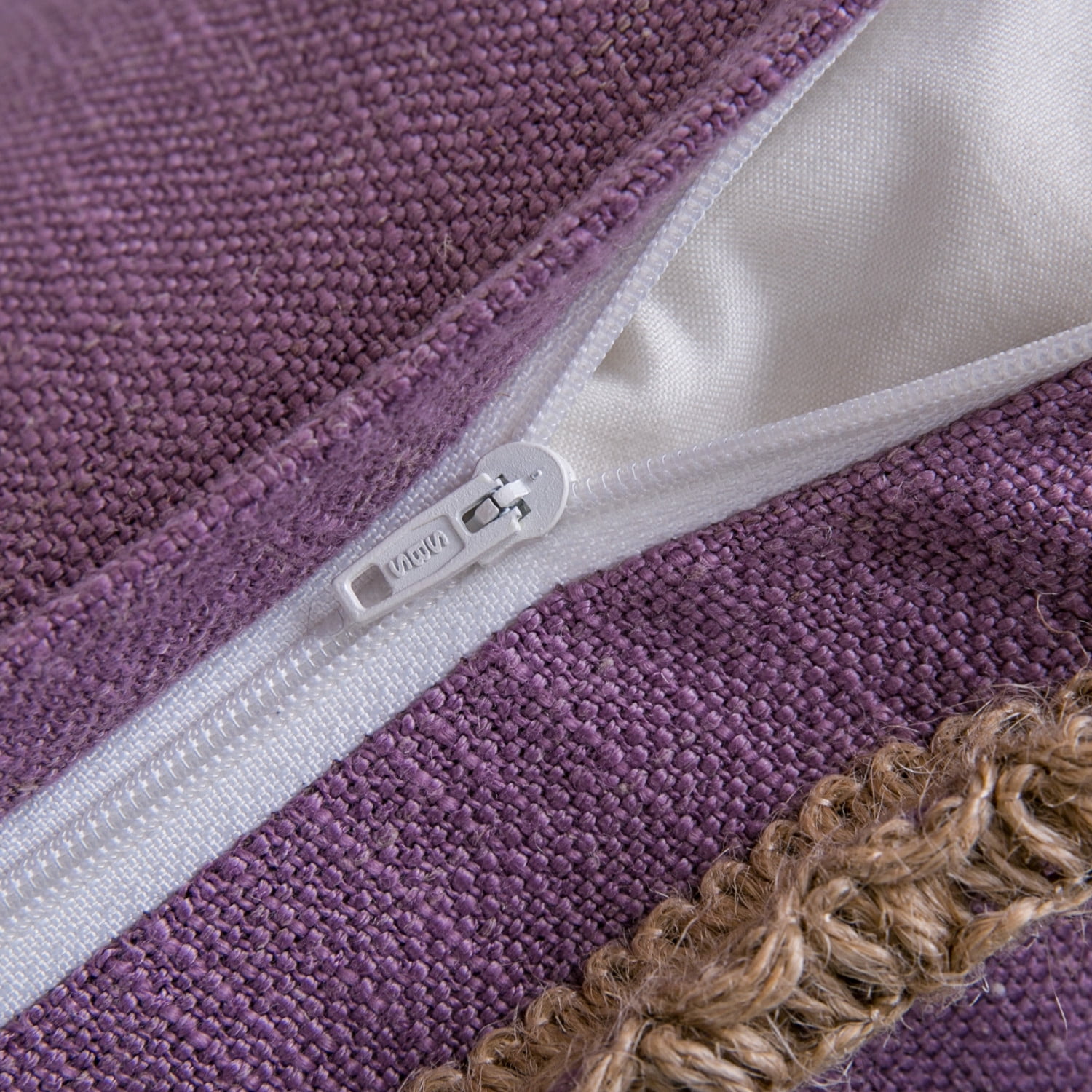 Phantoscope Farmhouse Burlap Linen Tailored Edge Series Decorative Throw Pillow, 18" x 18", Purple, 1 Pack