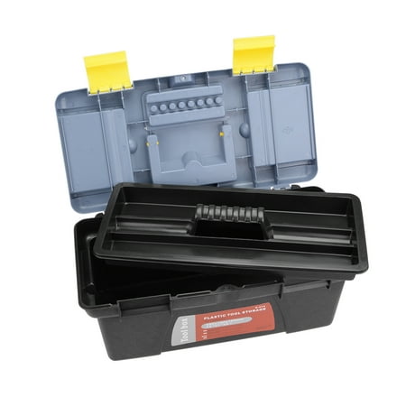 14-inch Tool Box Plastic Tool Box with Tray and Organizers Includes ...