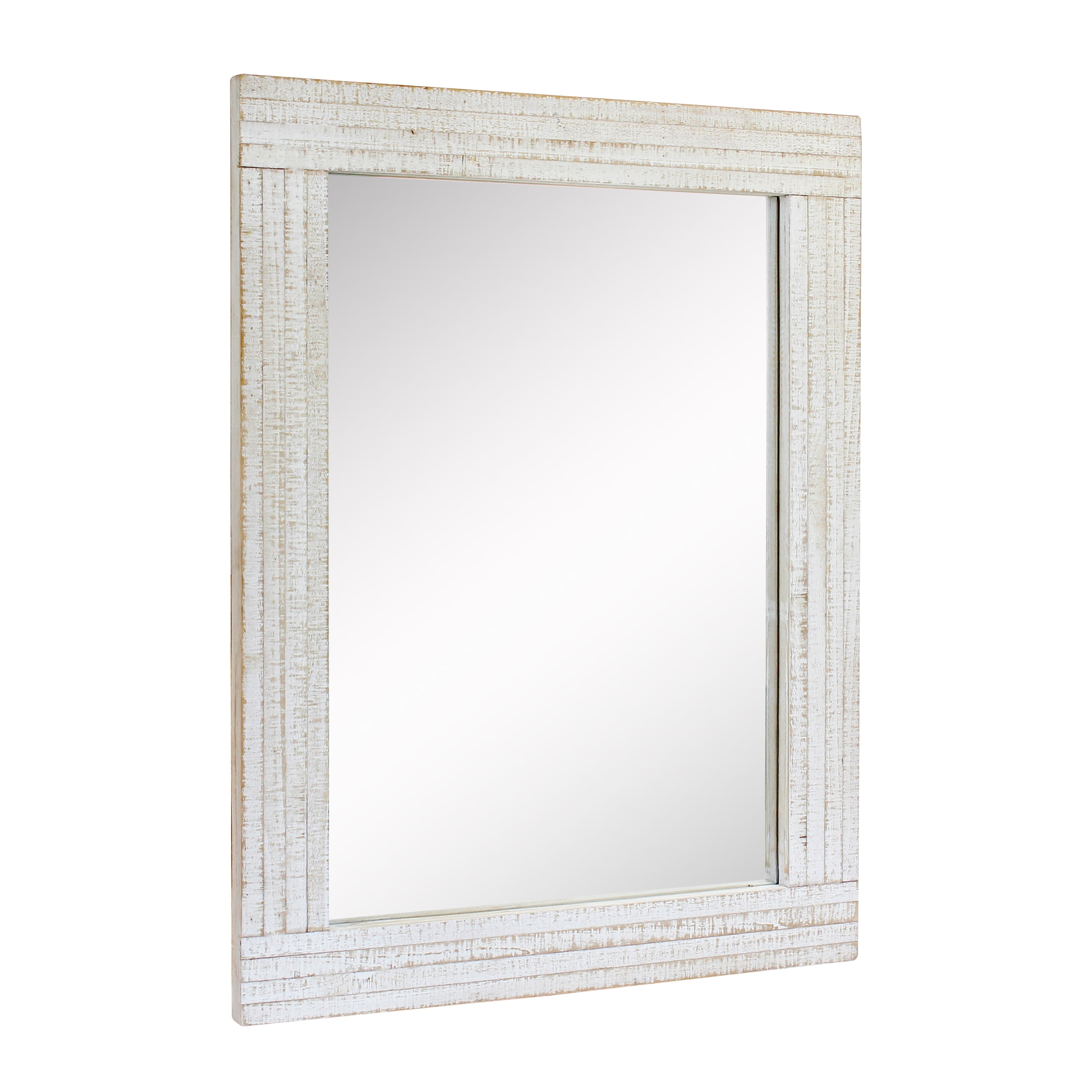 Stonebriar 24" x 18" Off-White Country Rustic Rectangle Natural Wood Wall Mirror