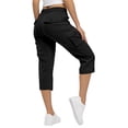 thumbnail image 4 of OIOLOYJM Capri Pants for Women with 6 Pockets Lightweight Quick Dry Gym Workout Hiking Summer Cargo Capris Drawstring Elastic Casual Travel 3/4 Pants Black S, 4 of 6