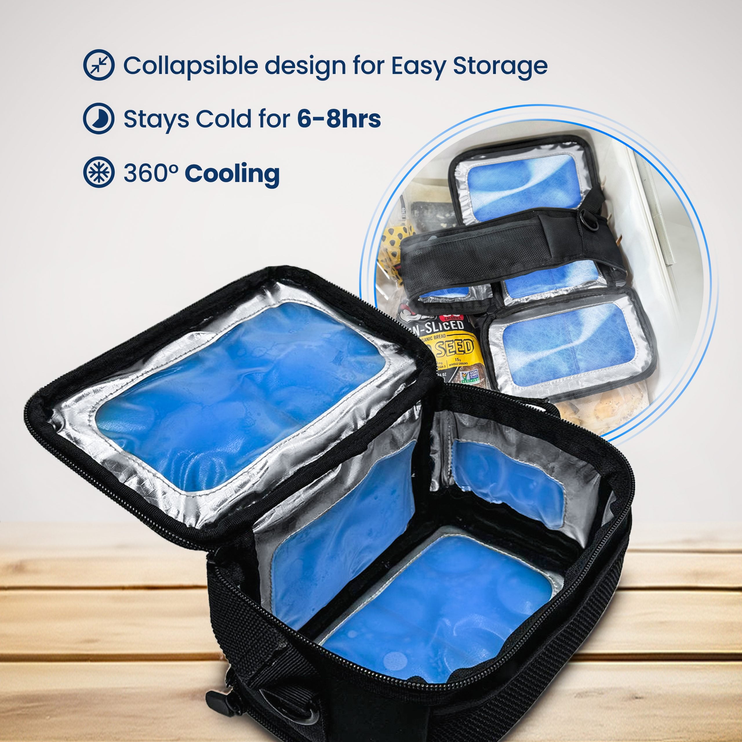 Encased Breastmilk Cooler Bag Designed for 6 Medela Express Milk Bottles - Insulated Freezable Storage Bag with Built-In Ice Packs for Travel / On the Go Moms