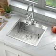 thumbnail image 4 of 25''L x 22''W Drop in Single Bowl Kitchen Sink Scratch-Resistant Nano Finish With Bottom Grid, 4 of 11