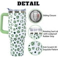 thumbnail image 4 of 40 Oz St Patricks Day Tumbler 3d-Printed Green Irish Shamrocks Tumbler Clover Gifts for Women Men Insulated Travel Cup with Handle Lid and Straw, 4 of 6
