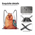 thumbnail image 4 of Xecao Cozy Knitting Llama Pattern Sports Drawstring Backpack - String Swim Gym Bag with Wet Proof Pocket for Women&Men-Small, 4 of 6