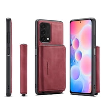 for OnePlus 9 Wallet Case, Minimalist Luxury PU Leather Magnetic Detachable Credit Card Holder, 2 in 1 Zipper ID Cash Slot, Magnetic Closure Kickstand Folio Flip Slim Cover,Red