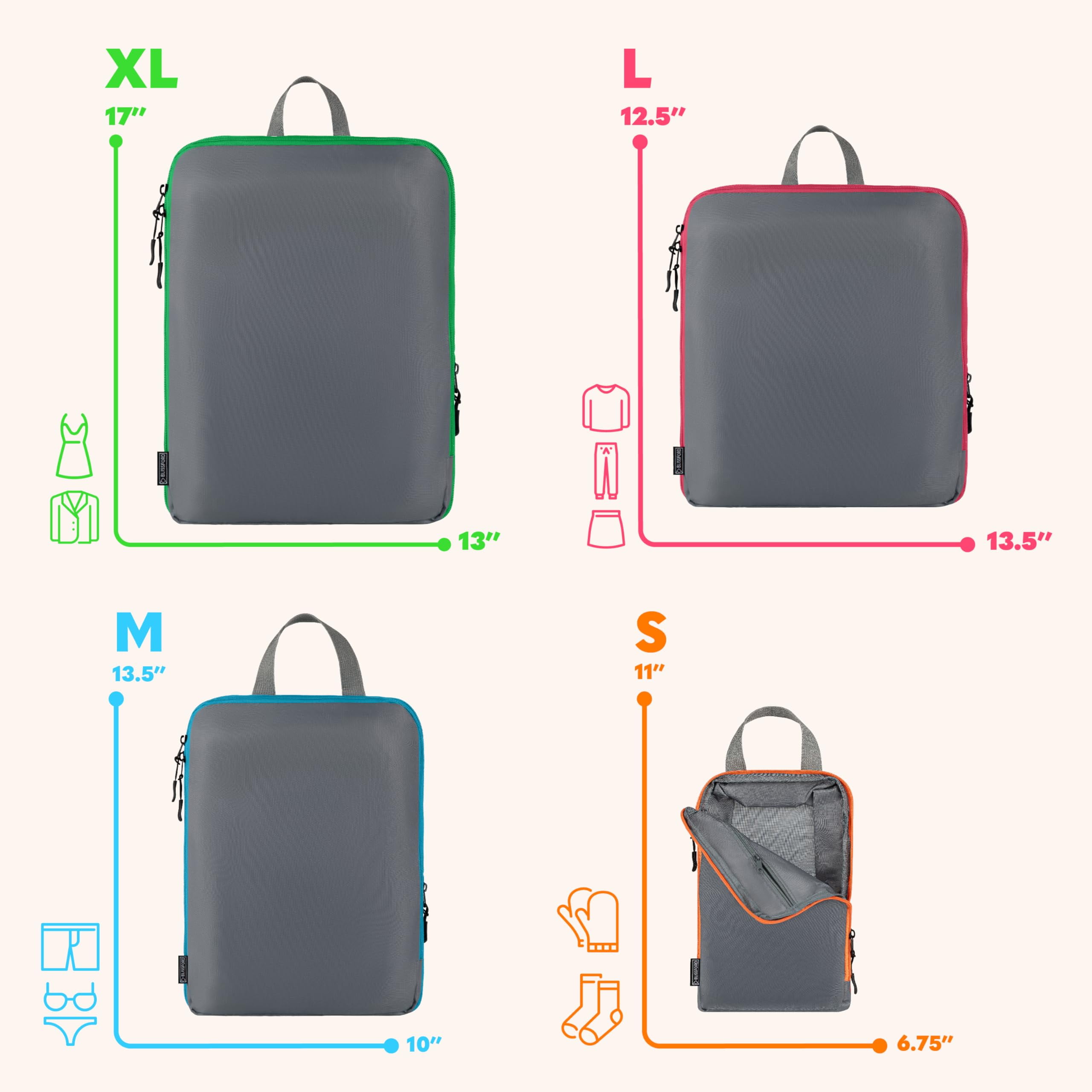 BLISSFORD Compression Packing Cubes for Travel Packing Cubes for Organizing Suitcases and Luggage