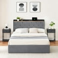 thumbnail image 4 of Full Bed Frame with 4 Storage Drawers and Charging Station,Grey Queen Upholstered Bed Frame with Storage Headboard No Box Spring Needed Noise-Free (Full), 4 of 9