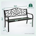 thumbnail image 2 of GVN Outdoor Bench, Outdoor Garden Bench,50 Inches Outdoor Garden Bench with Floral Design Backrest and Slatted Seat-Black, 2 of 8