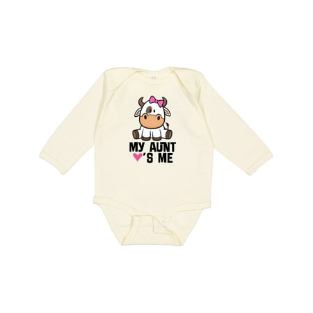 

Inktastic My Aunt Loves Me Girl Cow Gift Baby Girl Long Sleeve Bodysuit