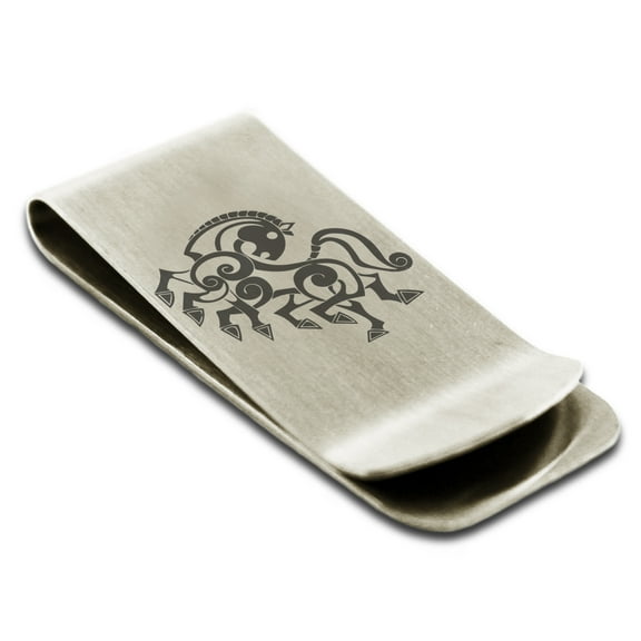 Tioneer Stainless Steel Odin's Sleipnir Horse Viking Norse Engraved Money Clip Holder