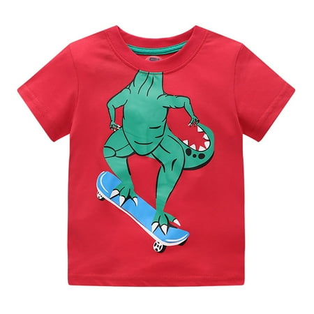 

Toddler T-shirts Boys Children s Shortsleeve Tees Fashion Cartoon Green Dinosaurs Printing Baby Cotton T-shirts 12M-8T