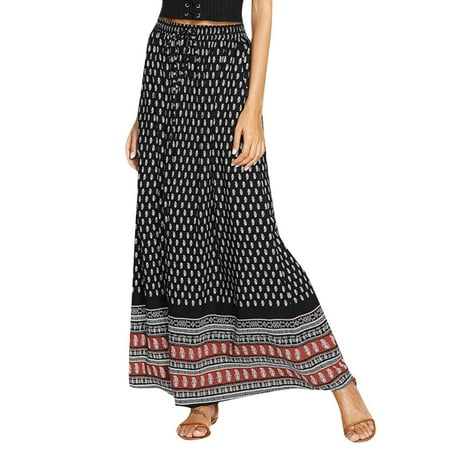 

Qufokar Table Skirt Summer Skirts Womens Long Printed High Waist Skirt Boho Swing A Line Skirt