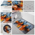 thumbnail image 6 of Blue Burnt Orange Bath Mat 3 Piece Bathroom Rug Set, Modern Oil Painting Geometric Abstract Non Slip Bath Rug Contour Mat and Toilet Lid Cover, Absorbent Shower Mats Soft Bath Rugs and Mats Sets, 6 of 8