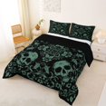 thumbnail image 2 of Castle Fairy Abstract Gothic Skull Queen Comforter Set 3 Pieces,Boho Flower Damask Comforter Sets Queen,Black Sages,1 Comforter and 2 Pillowcases,Black Reversible, 2 of 6