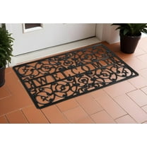 HomeRoots 555265 18 x 30 in. Black Rubber Scrollwork Welcome Outdoor Door Mat