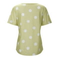 thumbnail image 5 of JYLPZYR Women Casual Loose Polka Dot Blouse Print V Neck Short Sleeved Tshirt Top (Yellow,XXL), 5 of 8