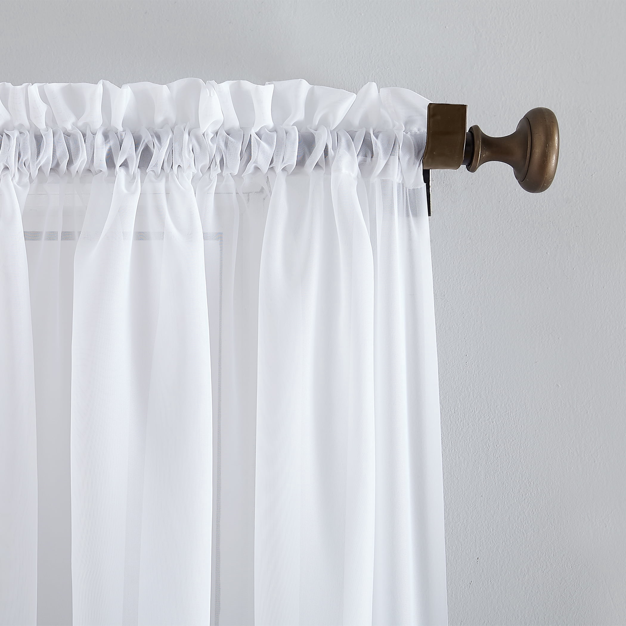 (2 pack) Mainstays Marjorie Sheer Voile Curtain, Single Panel, 59"w x 84"l, White