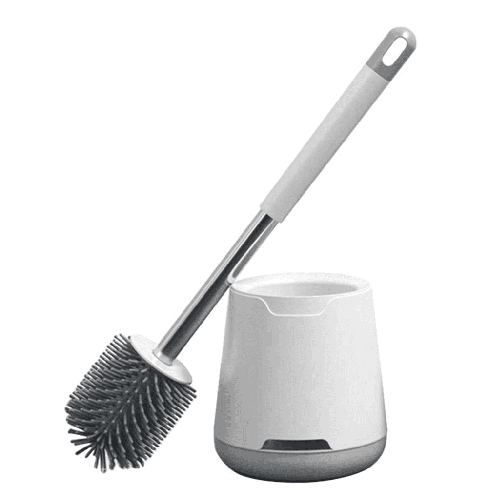 TPR Bristle Toilet Brush with Anti-Rust Handle and Ventilated Holder