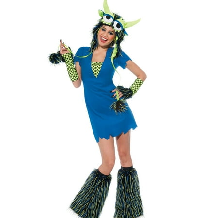 Yeti Rave Monster Hat Dress Gloves Sexy Womens Halloween Party Costume