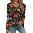 thumbnail image 2 of HLKJKLS Long Sleeve Shirts For Women Casual Long Sleeve V Neck T Shirt Polyester Spandex Spring Winter Fashion Black S-Xxl, 2 of 7
