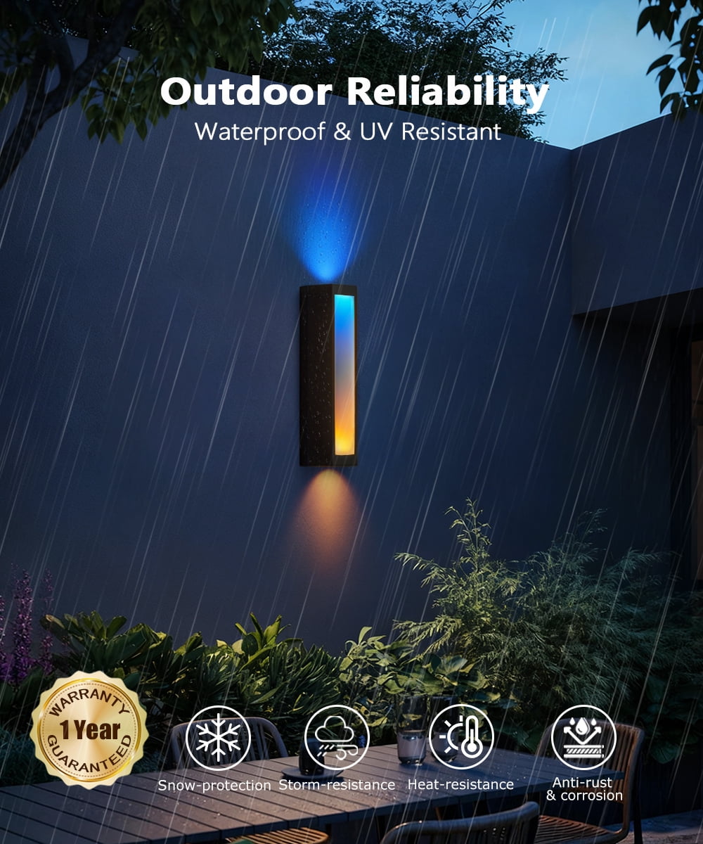 11.8" RGB Outdoor LED Wall Sconce Set of 2, 10W