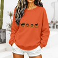 thumbnail image 2 of Women's Hoodless Sweatshirt Halloween Cat Cozy Long Sleeve Crewneck Top for Orange M, 2 of 4