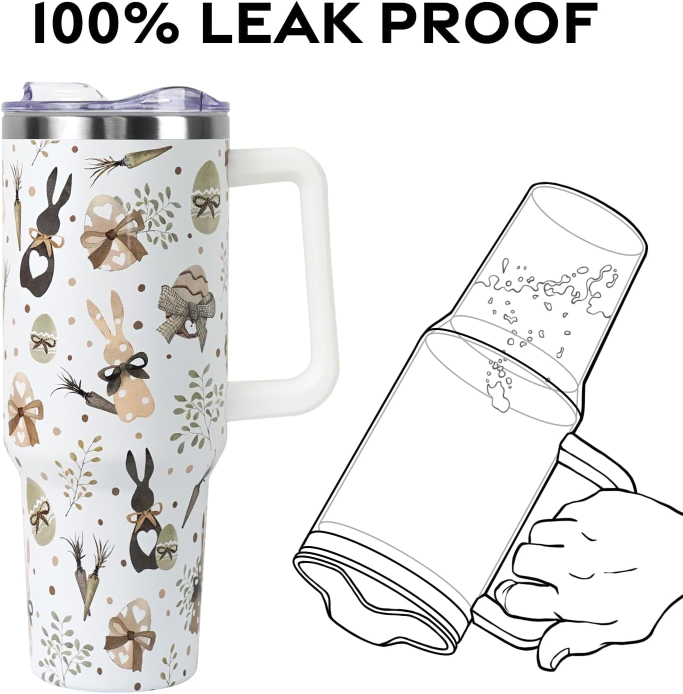 Christmas Tumbler with Handle and Straw Lid 40 oz,Cute Christmas Gifts for Women Xmas Lights Snowflakes Vacuum Insulated Leak Proof Tumbler,Winter Holiday Accessories Stainless Steel Coffee Cup Mug
