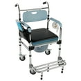 thumbnail image 2 of 4 In 1 Folding Toilet Seat with Casters, Bedside Shower Chair Wheelchair, Adult Bathroom Chair with Bag Bucket, 2 of 10