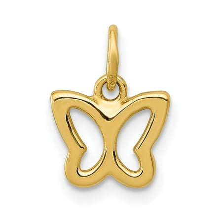 14k Yellow Gold Polished Butterfly Pendant
