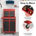 thumbnail image 4 of Aukfa Tool Box, 2-in-1 Rolling Tool Chest & Cabinet on Wheels for Garage Workshop, 5-Drawer, Red&Black, 4 of 10