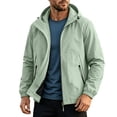 thumbnail image 2 of FEIIBMOYRIA Men's Outdoor Jackets Men Full Zipped Hooded Water Repellent Windbreaker Jackets Casual Solid Color Basic Comfy Coats for Daily Commute Outdoor Sports Wear, 2 of 9
