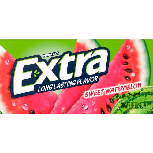 Extra Slim Pack Watermelon Gum 10 Count Pack — 15 Sticks Each — Sugar-Free Juicy Long-Lasting Chewing Gum