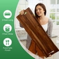 thumbnail image 2 of Large Acacia Serving Board with Handles, 36 x 12 Inch Rectangular Charcuterie Platter, Natural Wood Server for Meat, Cheese Board, and Party Appetizers, Extra Long 3ft, 2 of 5