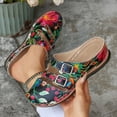 thumbnail image 4 of Women's Suede Clogs with Arch Support Floral Embroidery Slip On Wedge Platform Sandals Non Slip Close Toe Slides Black Size 7, 4 of 7