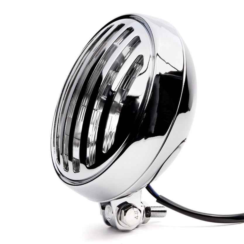 Krator 6" Chrome Motorcycle Headlight with Grill High Low Beam Headlamp