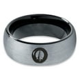 thumbnail image 2 of Tungsten Outer Space Ship Exploration Band Ring 8mm Men Women Comfort Fit Black Dome Brushed Gray Polished, 2 of 4
