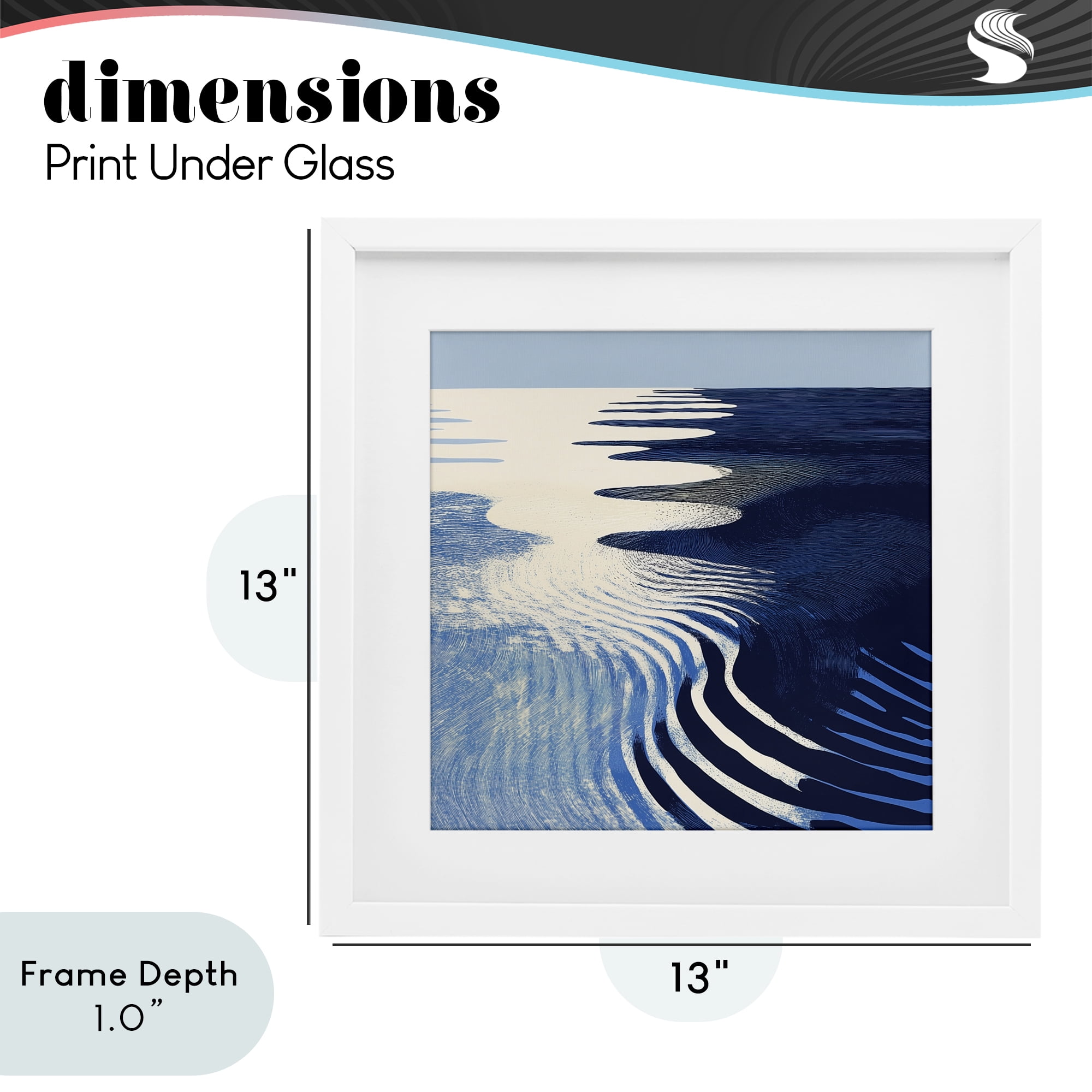 Stupell Industries Abstract Cobalt Ripples White Framed Print Under Glass, design by Walker Noble