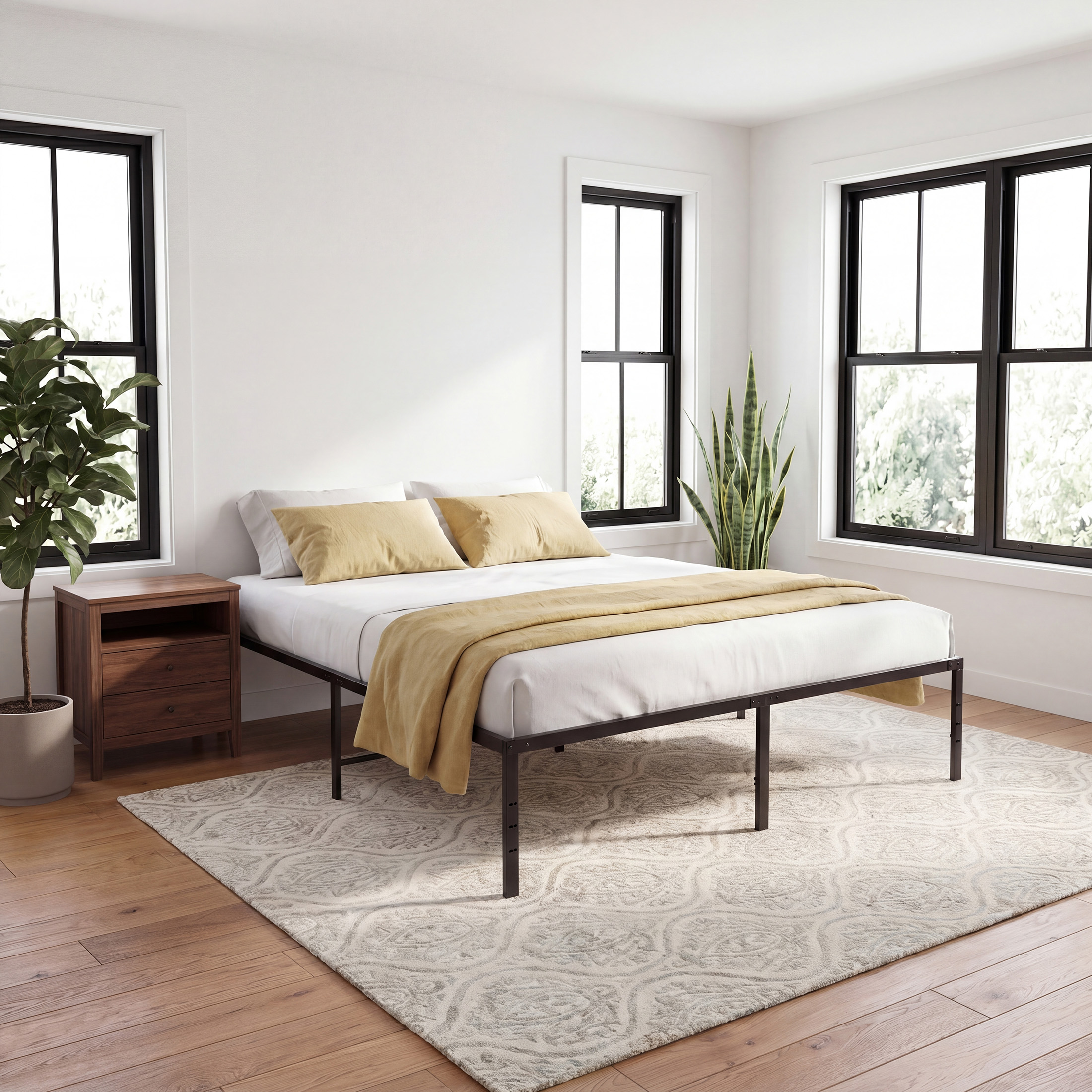 EDX 18 Inch Queen Metal Platform Bed Frame, Black photo 8