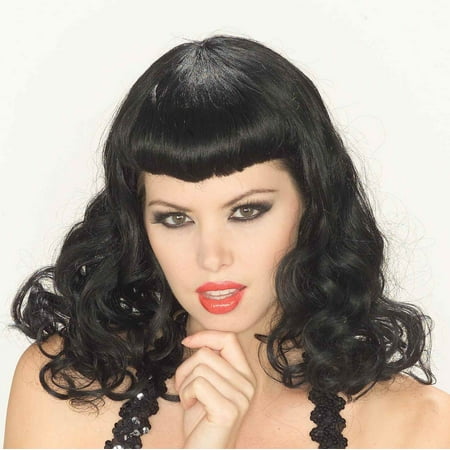Pin-Up Girl Black Wig Bettie Page Vintage Sexy 50s Classic 40 Retro Adult Womens